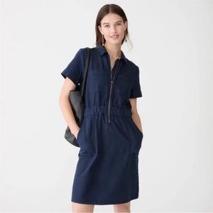 J. Crew Chino Navy Zip-Front Utility Dress